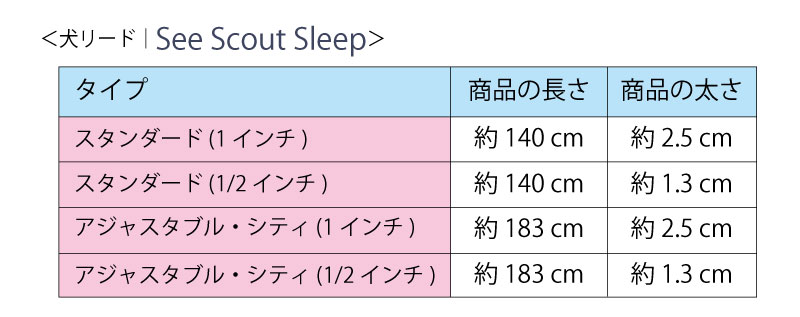 SeeScoutSleep リードサイズ表